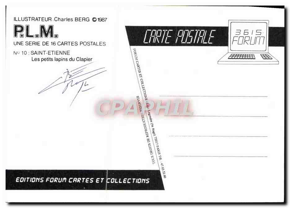 CPM Nu erotique Illustrateur Charles Berg Saint Etienne PLM Chasse Fusil — Rückseite