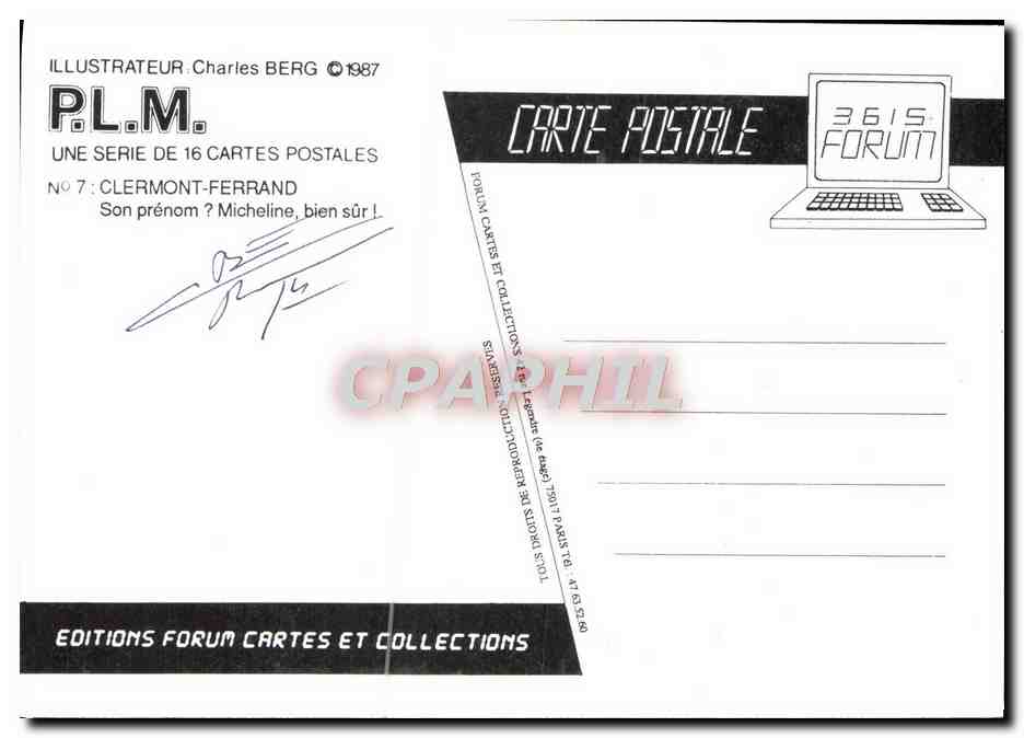 CPM Nu erotique Illustrateur Charles Berg PLM Clermont Ferrand  — Back
