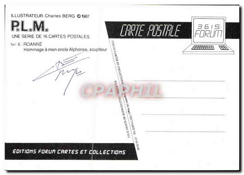CPM Nu erotique Illustrateur Charles Berg PLM Roanne  — Rückseite