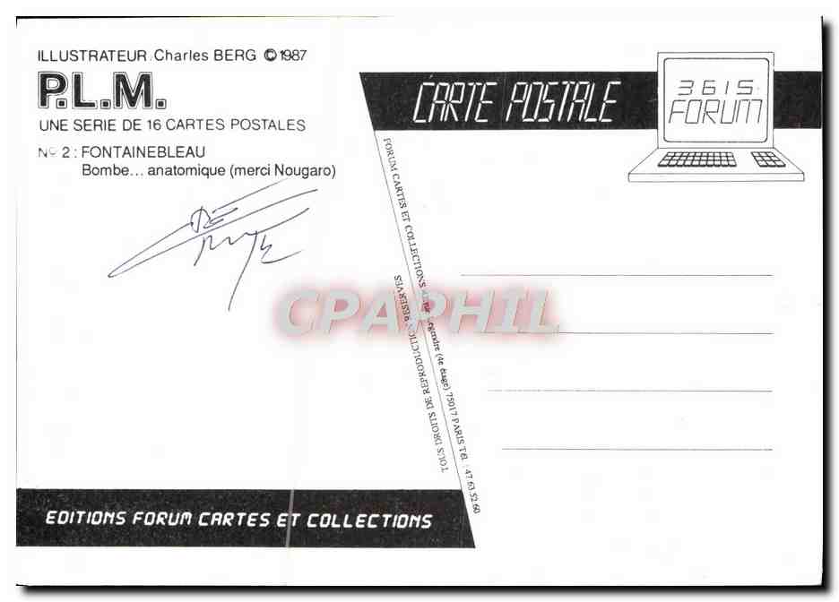 CPM Nu erotique Illustrateur Charles Berg Fontainebleau Cheval Hippisme — Back