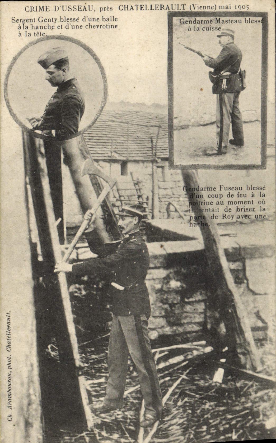 Verbrechen in Ussou nahe Châtellerault — Mai 1905 — Ch. Arambourou, Fotografie Châtellerault