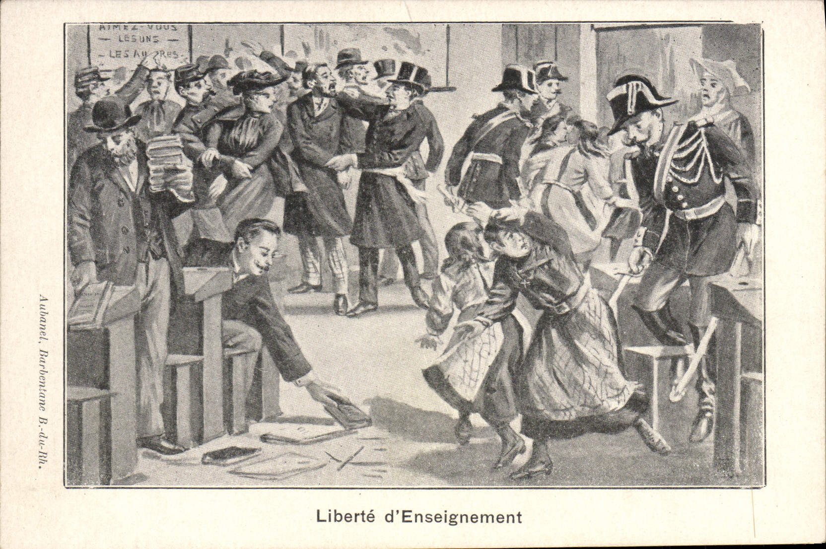 Liberté d'Enseignement — Affiche satirique — Aubanel, Barbantane-B.-d'Alb.