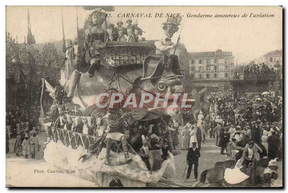 Carnaval de Nice - Gendarme amoureux de l'aviation — Phot. Cauvin, Nice