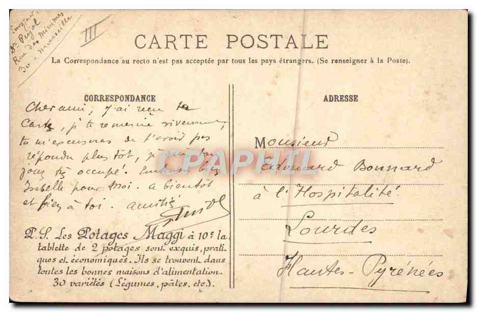 CPA Police Policier Necessite n'a pas de loi Automobile Publicite Potages Maggi — Verso