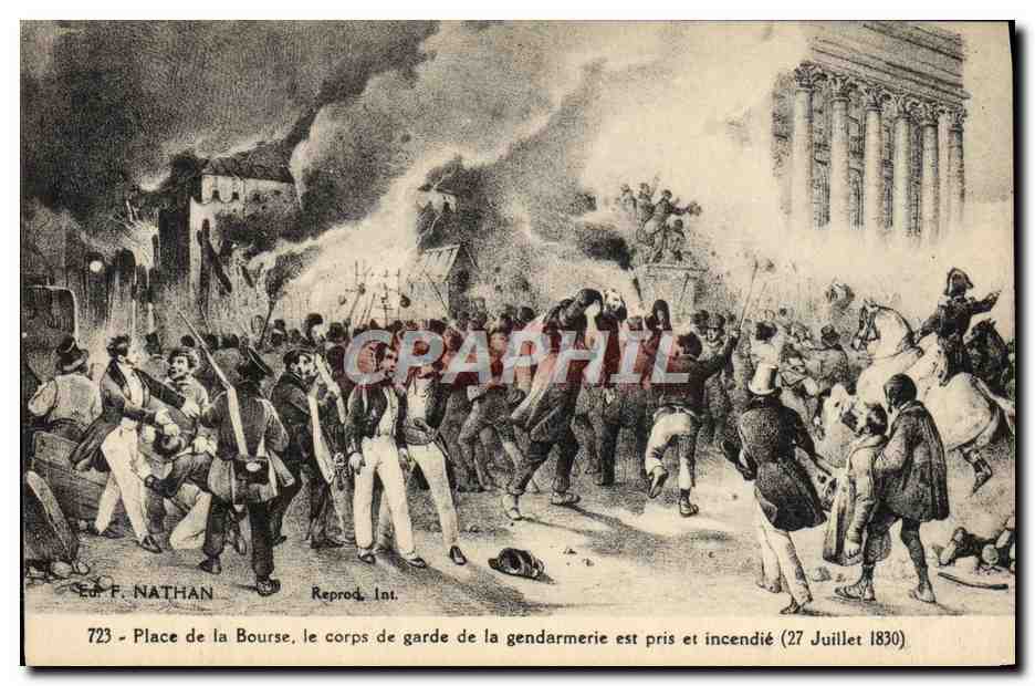 Place de la Bourse — Incendie du corps de garde de la gendarmerie — Éd. F. Nathan, n° 723