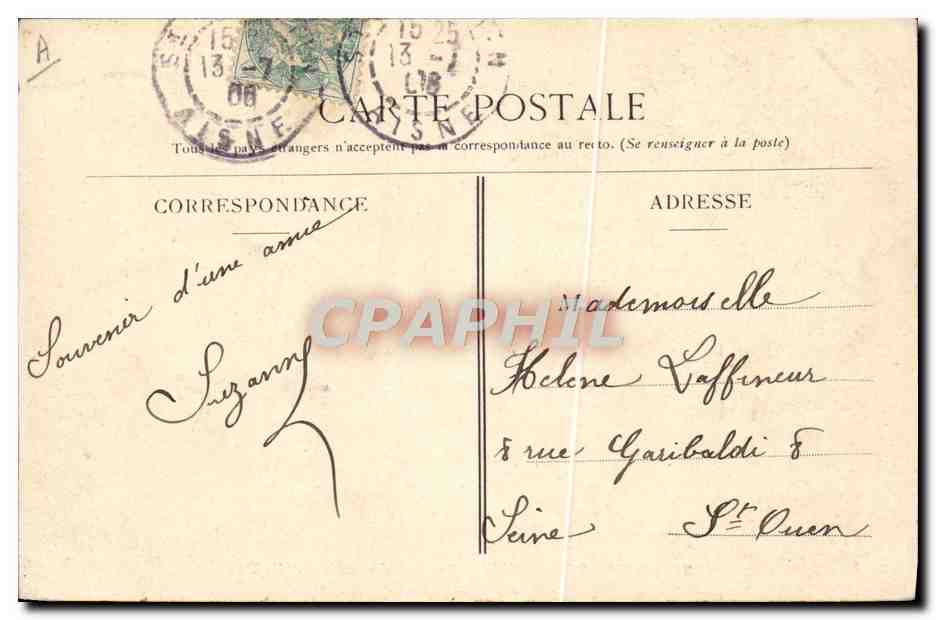 CPA Police Policier Saint Quentin La gendarmerie — Verso