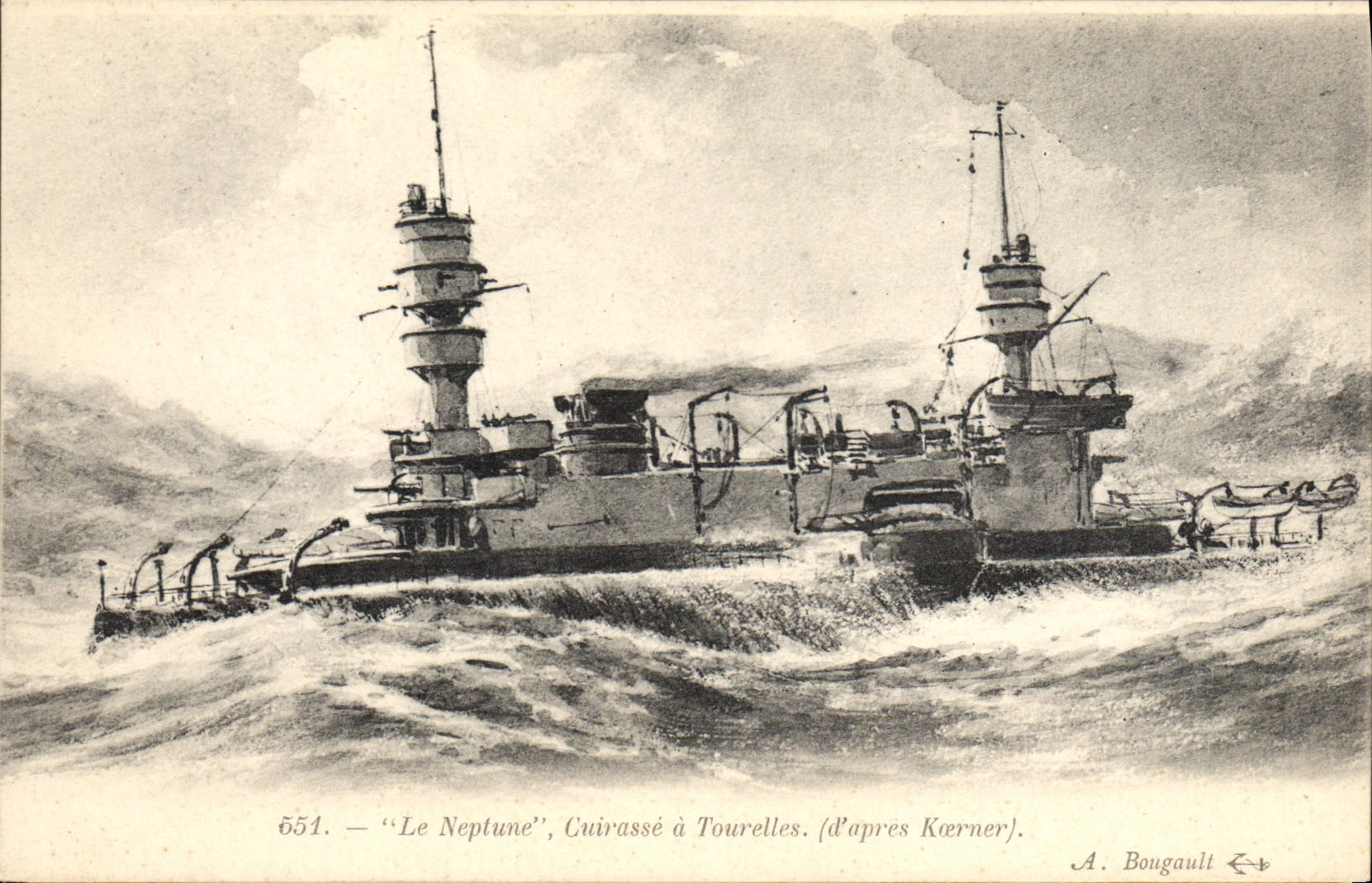 CPA Bateau le Neptune Cuirasse a tourelles D'apres Koener 