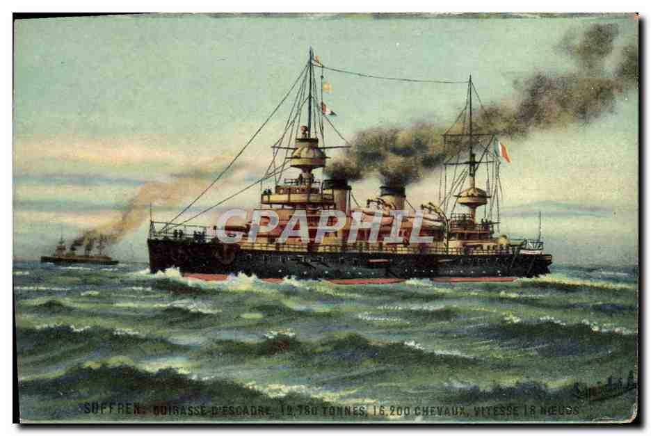 CPA Bateau Suffren Cuirasse d'escadre 