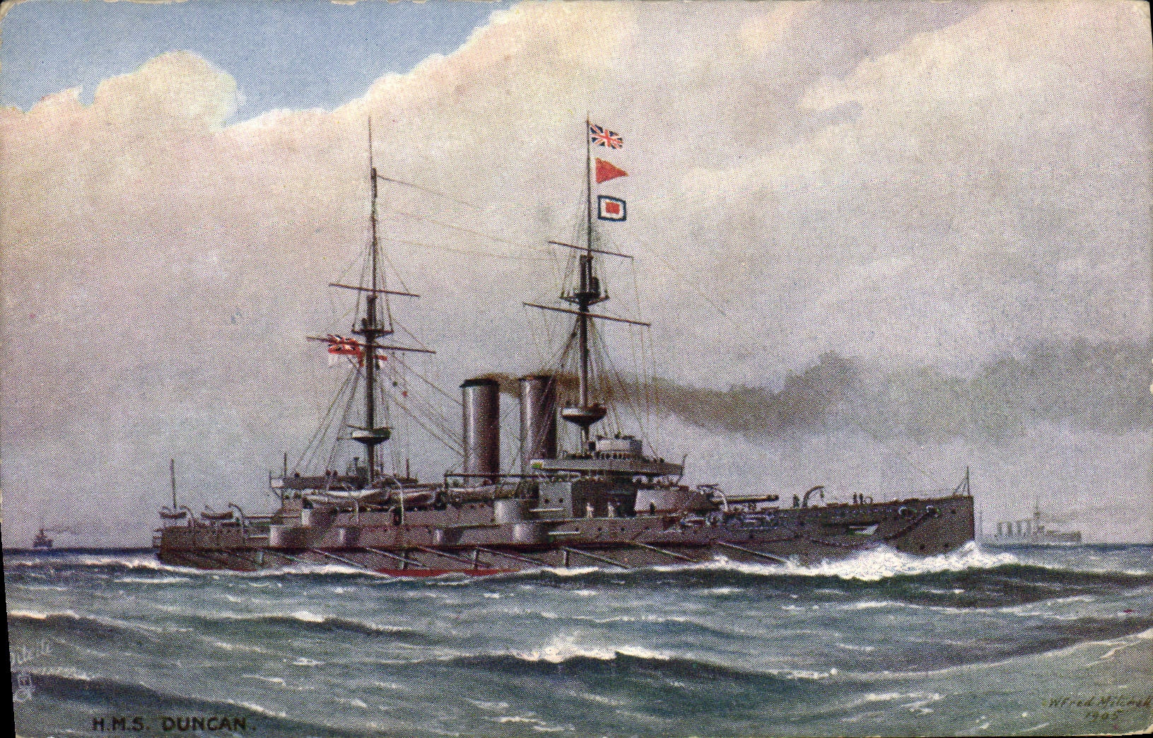 H.M.S. DUNCAN — Bateau de guerre britannique — Tuck's Post Card, série V
