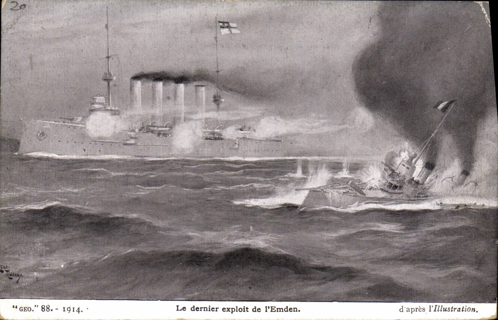 CPA Bateau Le dernier exploit de l'Emden 