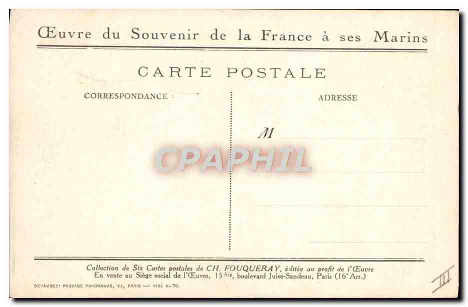 CPA Bateau Dans le champ de mines Charles Fouqueray — Verso