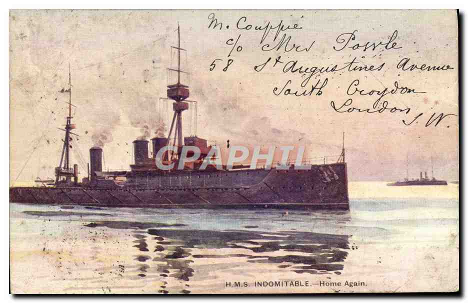 CPA Bateau HMS Indomitable Home Again 