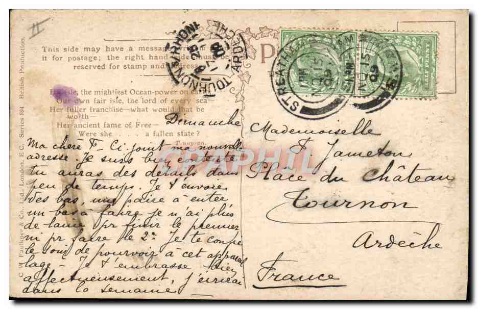 CPA Bateau HMS Indomitable Home Again  — Verso
