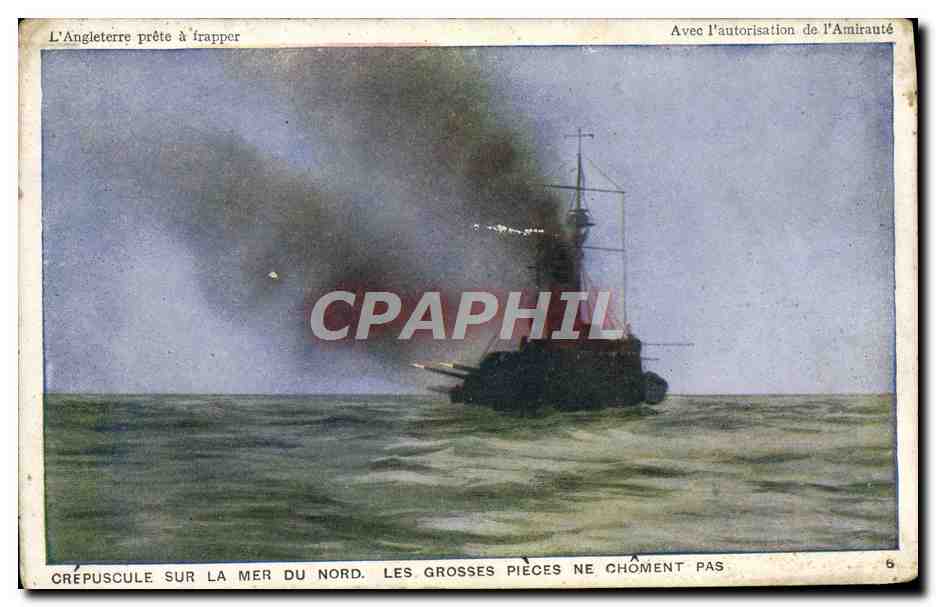 CPA Bateau Crepuscule sur la mer du Nord Les grosses pieces ne choment pas 