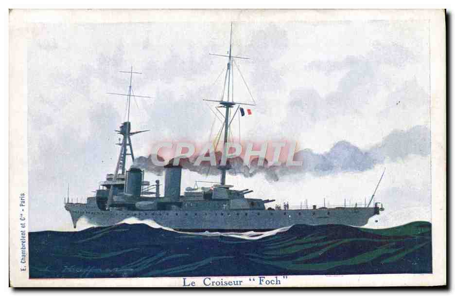 CPA Bateau Le croiseur Foch 