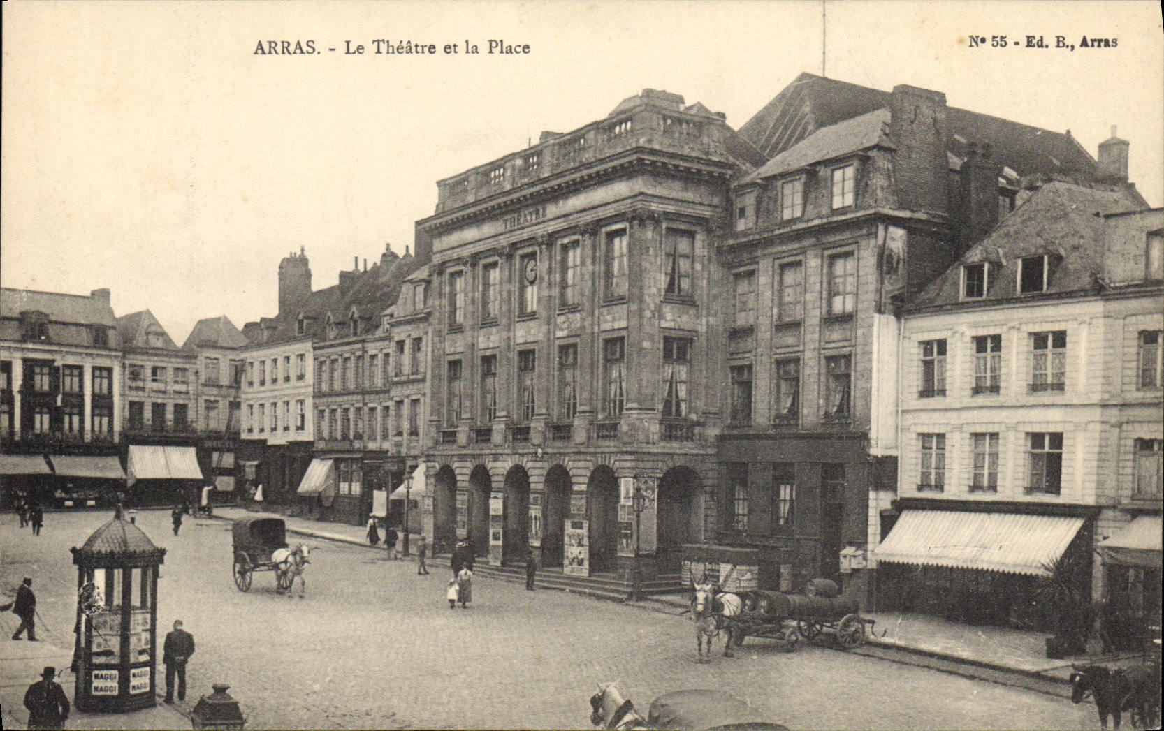 Arras - Le Théâtre et la Place — Éd. B., Arras, N° 55