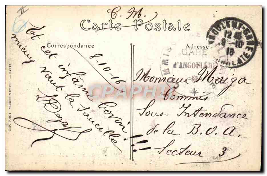 CPA Theatre Angouleme — Verso