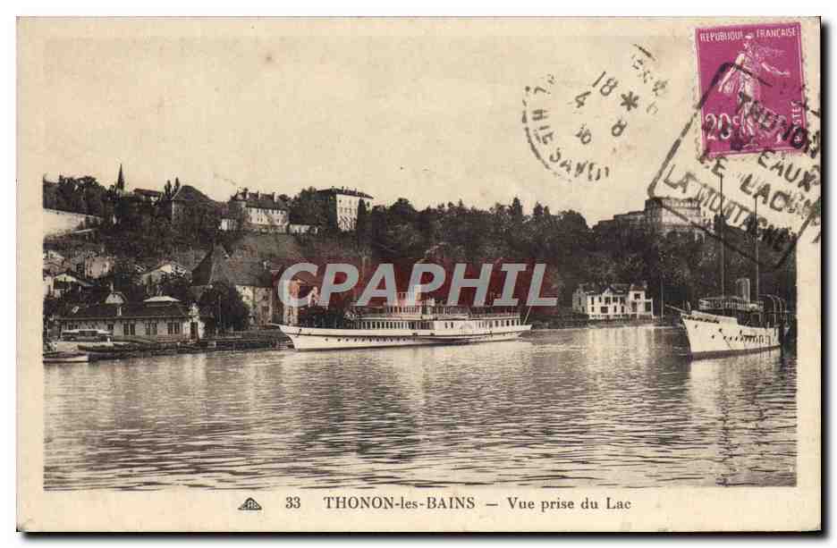 CPA Thonon Les Bains Vue Prise du Lac Bateau
