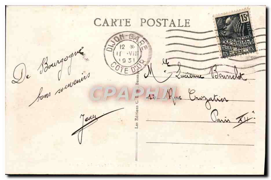 Dijon - Square de la Place d'Arcy - Der Bassin — n° 3527, Verlag Les Éditions C. L. Benassay — Rückseite
