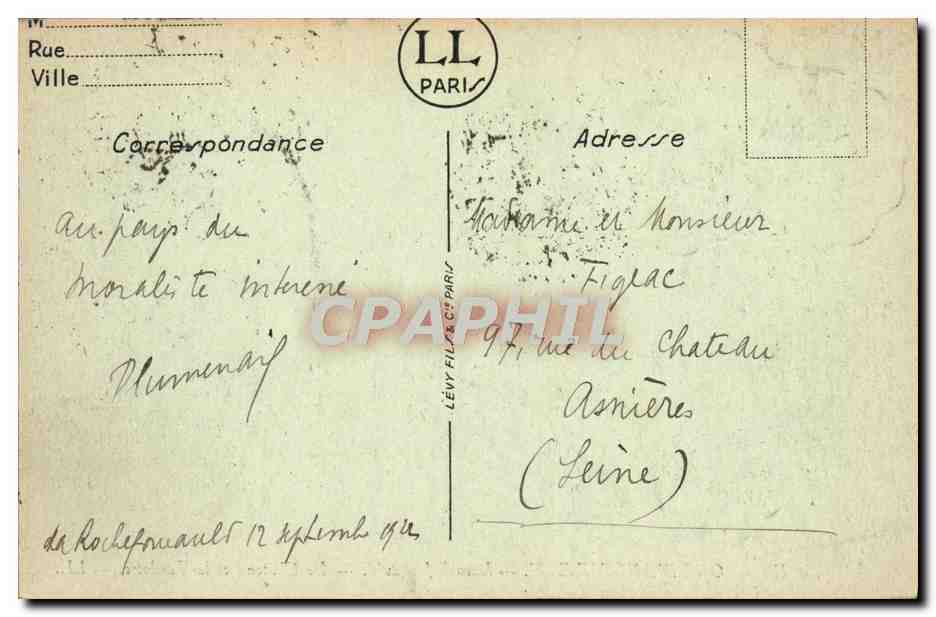 CPA Environs D'Angouleme Larochefoucauld Le Chateau et la Tardoire — Rückseite