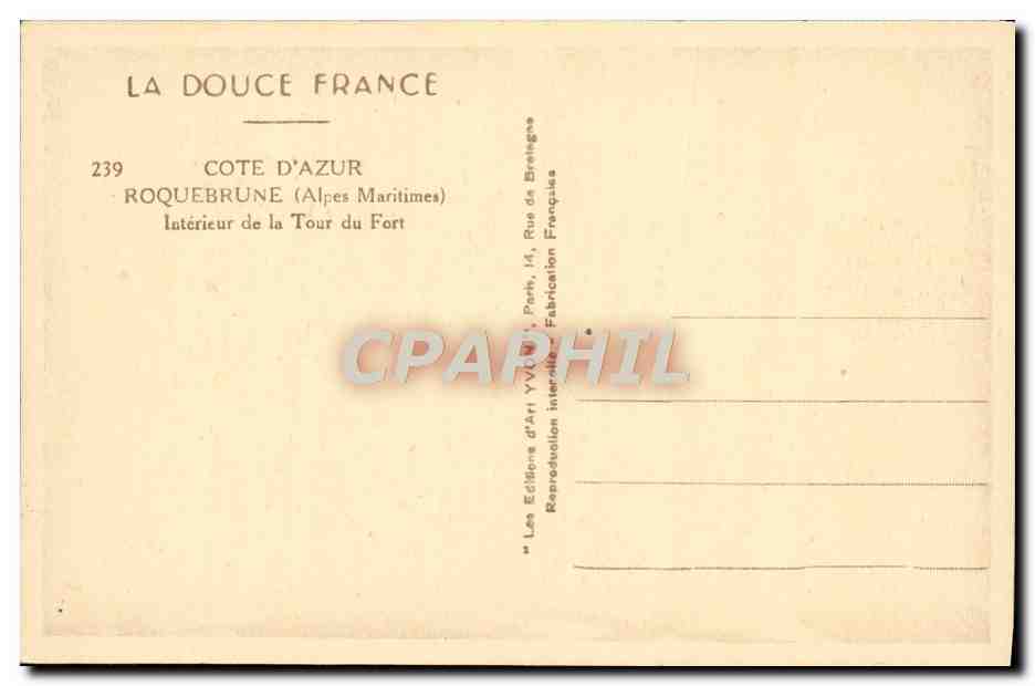 CPA Roquebrune Interieur de la Tour du Fort — Rückseite
