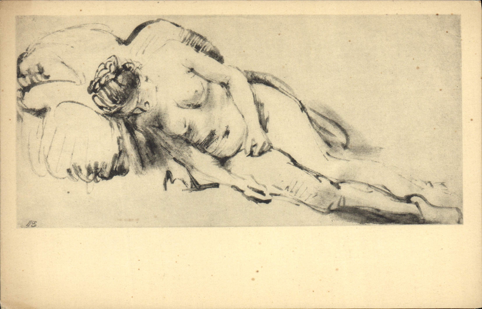 CPA Slapende Naakte Vrouw Rembrandt