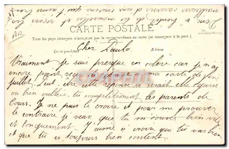 CPA Douane Douanes Douanier La neige au Ballon d'Alsace La baraque des douanes — Rückseite
