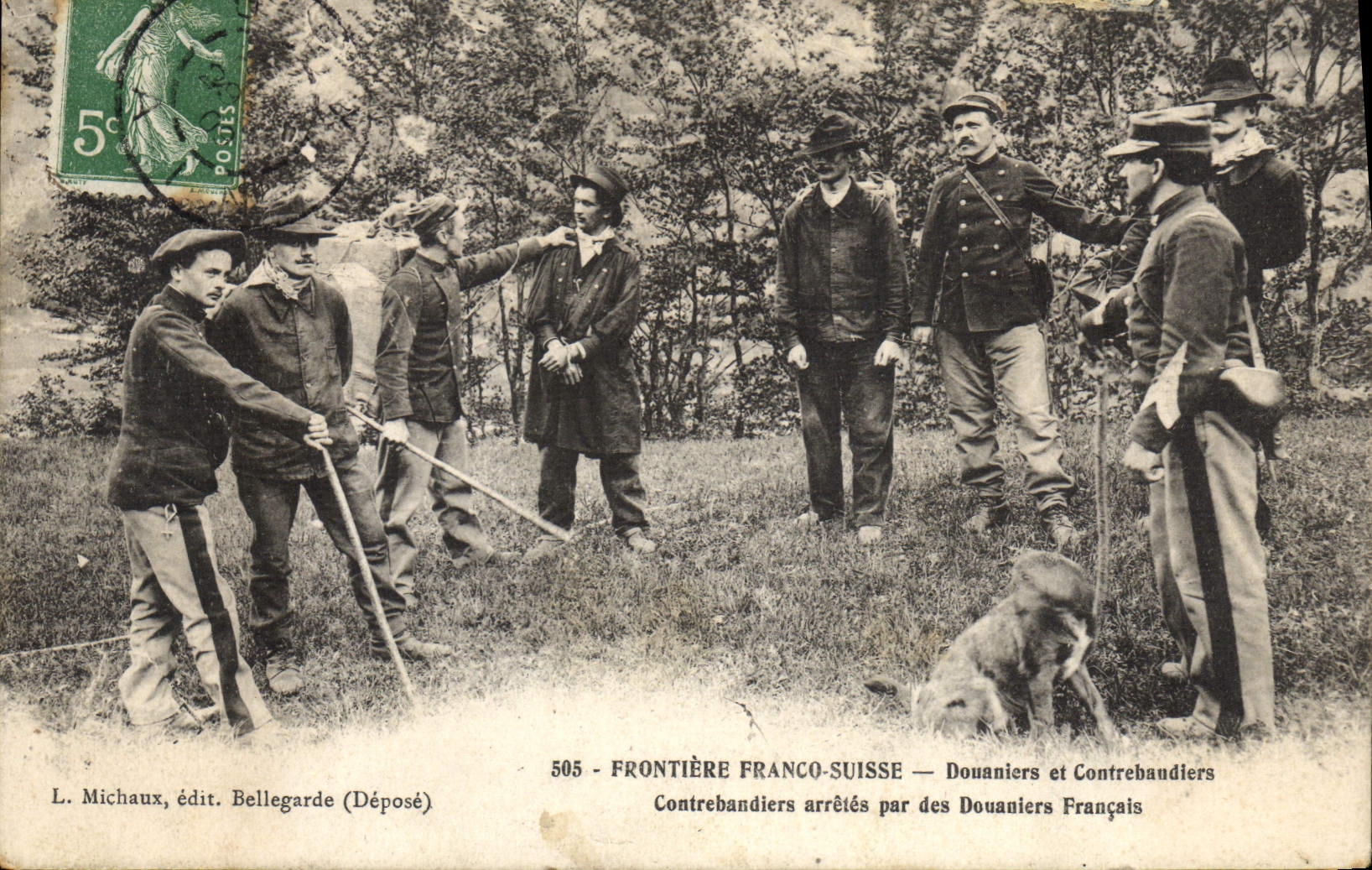 Frontière Franco-Suisse — Douaniers et Contrebandiers — 505 — L. Michaux, édit. Bellegarde (Déposé)
