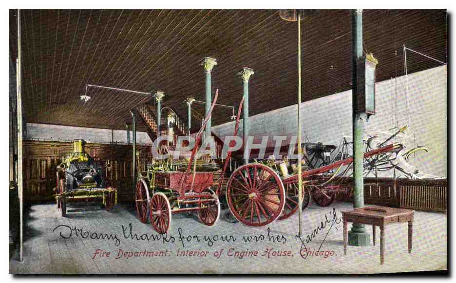 Intérieur de la caserne des pompiers — Chicago — éditeur allemand, n° 210