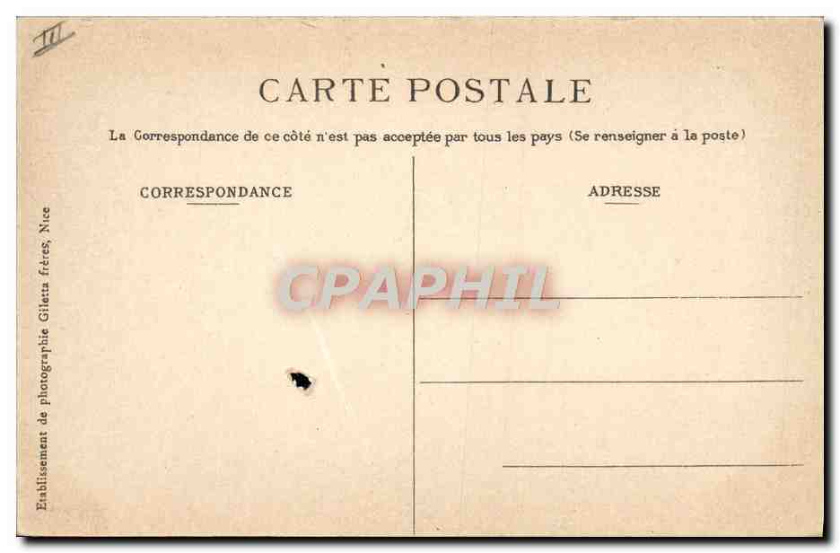CPA Sapeurs Pompiers Carnaval de Nice 1909 Char des pompiers Sidro et Lunghi  — Back