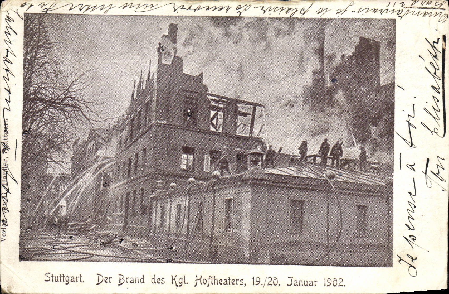 Stuttgart — Incendie du Hoftheater — Verlag Paul Hauser, n° 147