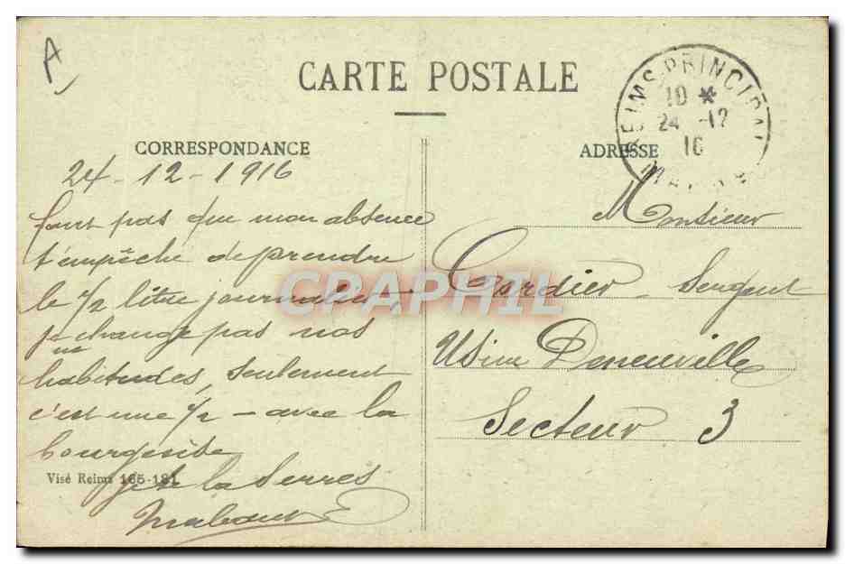 Reims — Dégâts de l'Hôpital Civil après bombardements allemands en 1916 — Collection G. Dubais — Reverso