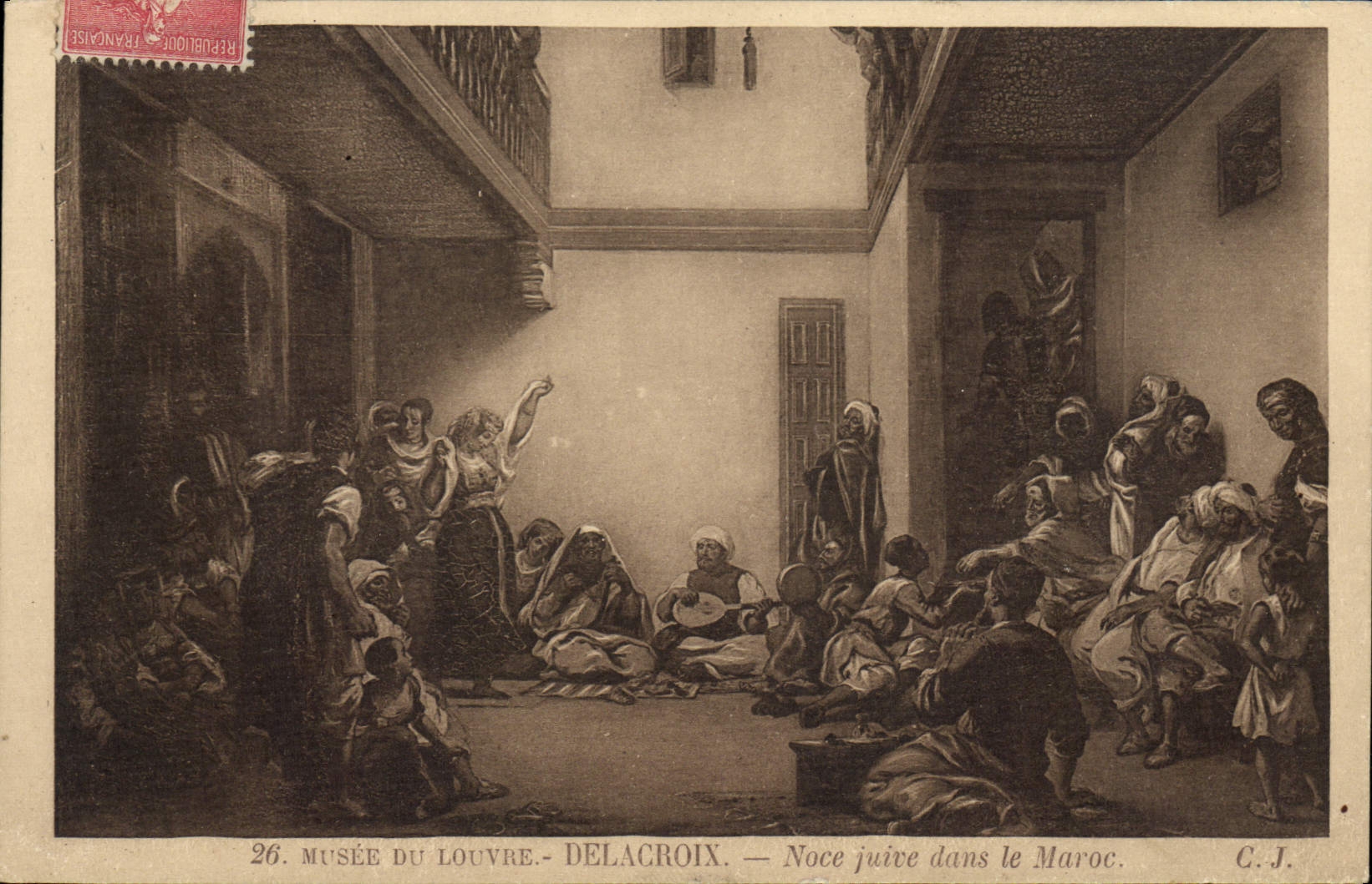CPA Judaica Paris Musee du Louvre Delacroix Noce juive dans le Maroc Juif