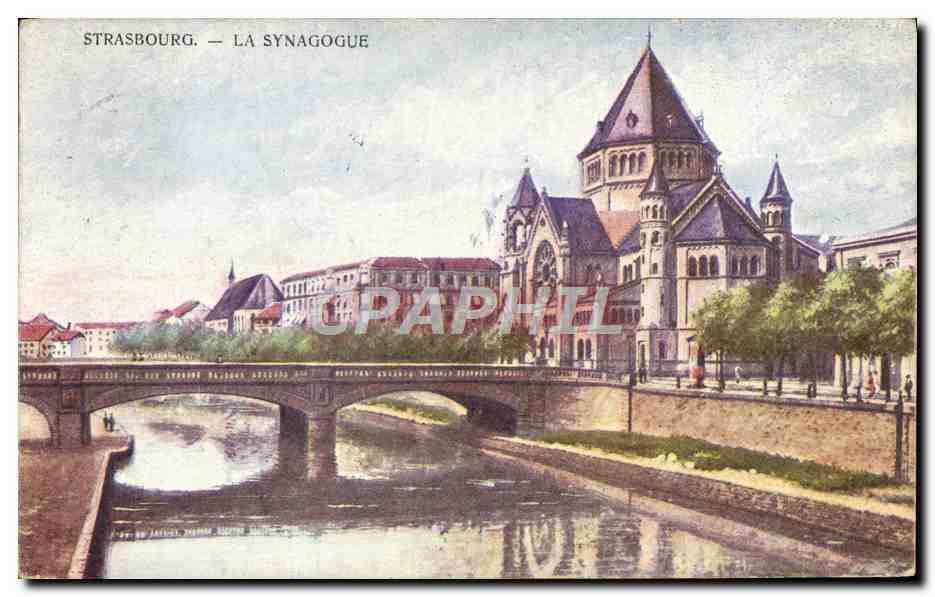 CPA Judaica Strasbourg La synagogue Juif 