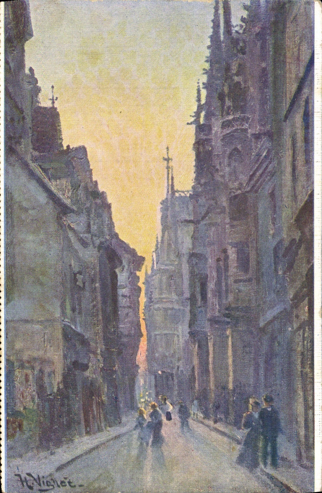 Vue de rue à Rouen — éditeur H. Barlé, N° 11 Rue aux Juifs