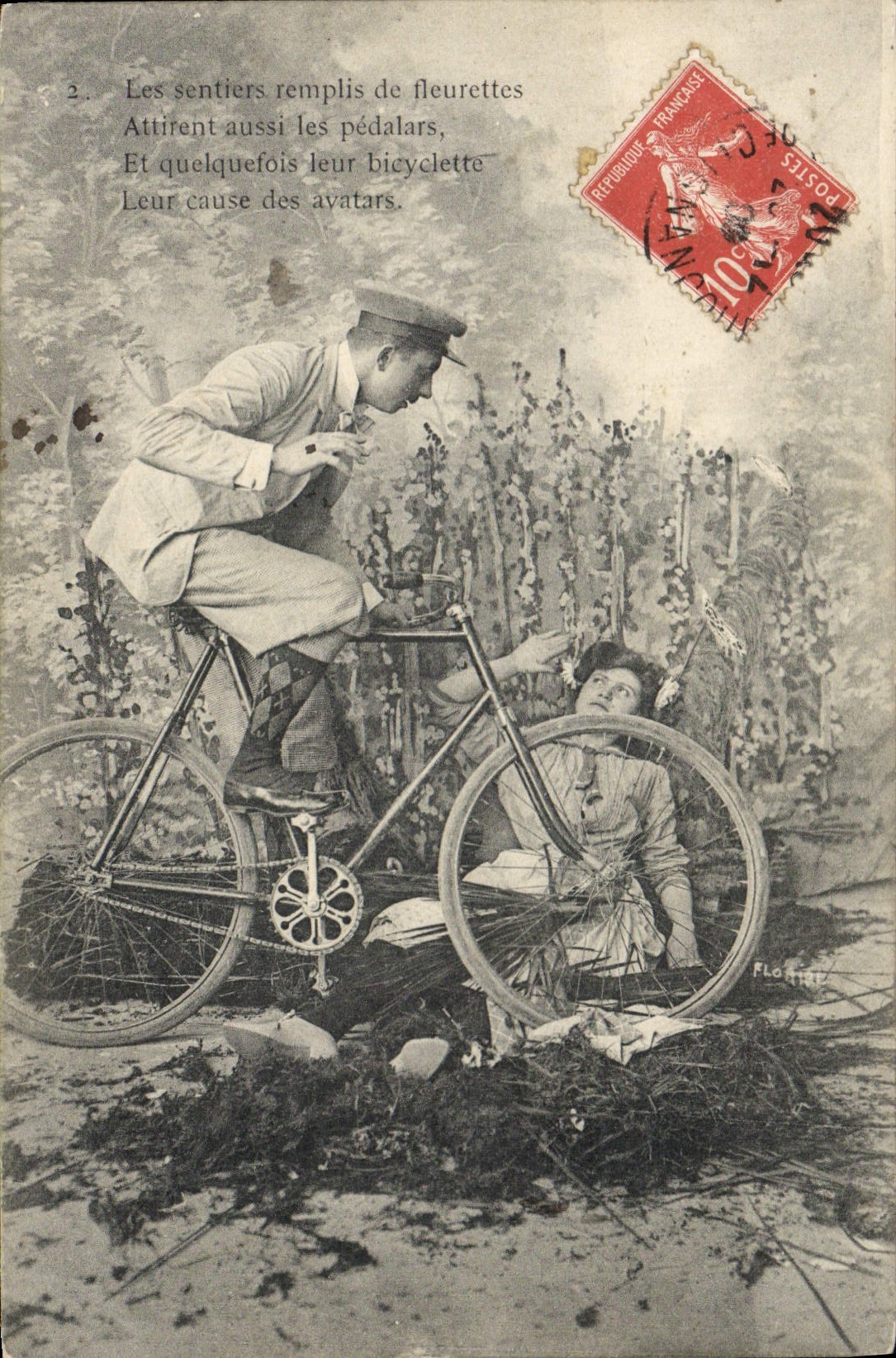 Bicyclette et fleurettes — accident comique — Florent