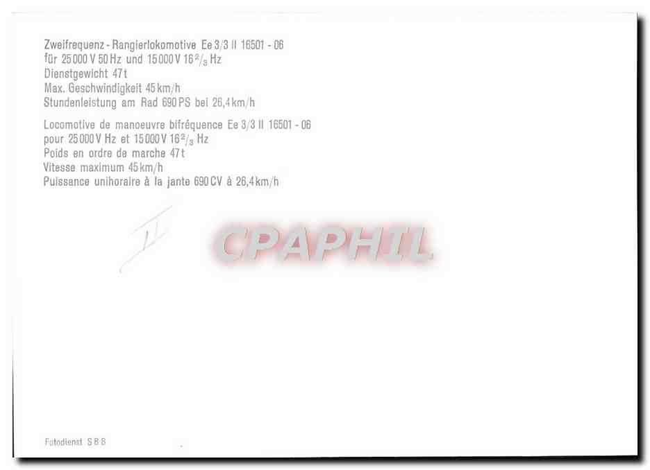 CPM Train Locomotive de manoeuvre bifrequence Ee 3/3 II 16501 06 — Rückseite