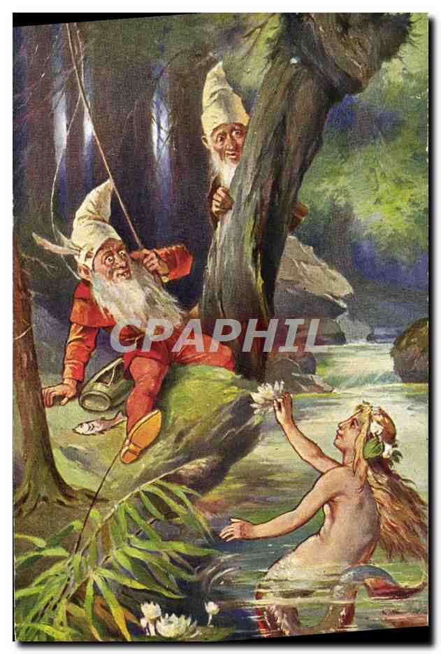 Gnomes et sirène — scène de forêt — H. K. & Co. Série 621