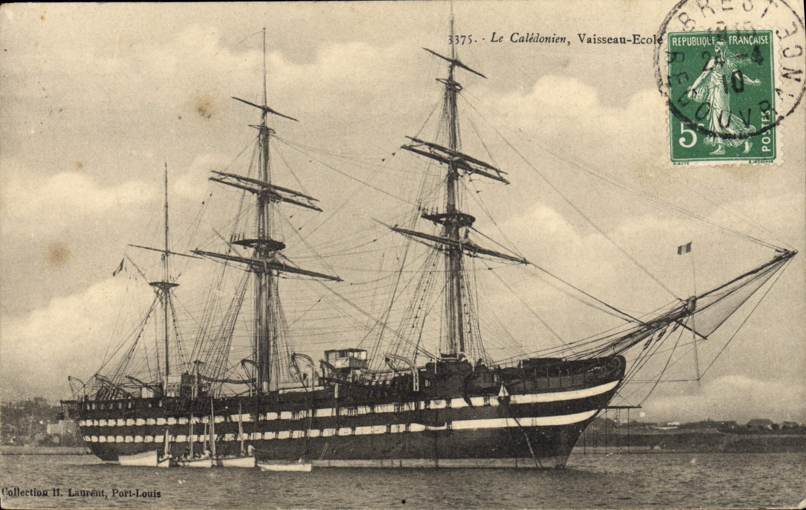 Le Calédonien, Vaisseau-Ecole — Port-Louis — Collection H. Laurent, n°3375