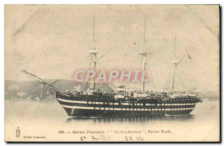 Il Calédonien — Navire École — Cliché Couturier, n° 316