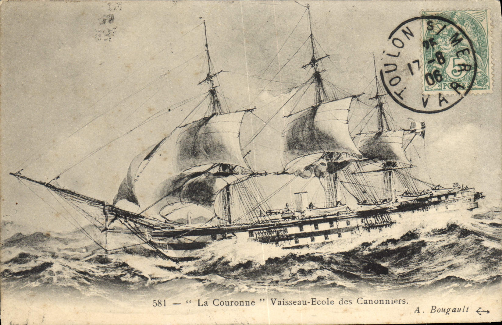 La Couronne — Vaisseau-Ecole des Canonnières — A. Bougault n°581