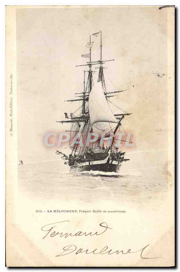 La Melpomène, Frégate École de matelotage — A. Bapetall, Photographe, Tremblay-sur-Mer, n° 610