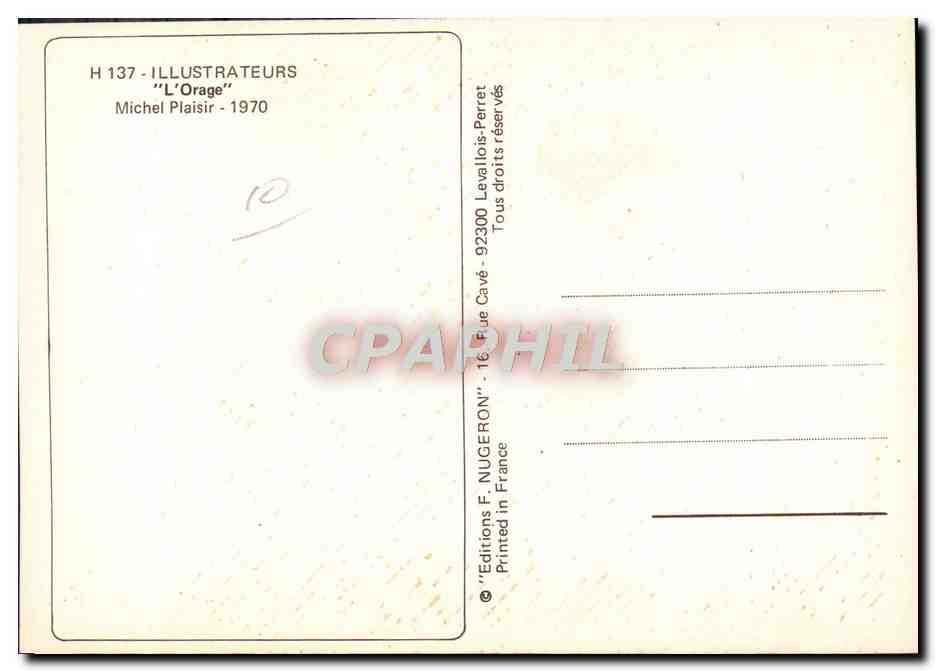 CPM Nu erotique Femme Illustrateur L'orage Michel Plaisir 1970 — Back