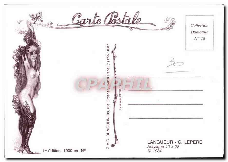CPM Nu erotique Femme Langueur C Lepere  — Back
