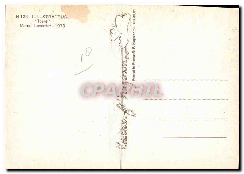 CPM Nu erotique Femme Illustrateur Icare Marcel Laverdet 1978 Ange — Back