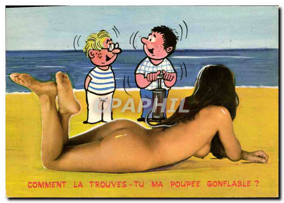 CPM Nu erotique Femme Comment la trouves tu ma poupee gonflable 