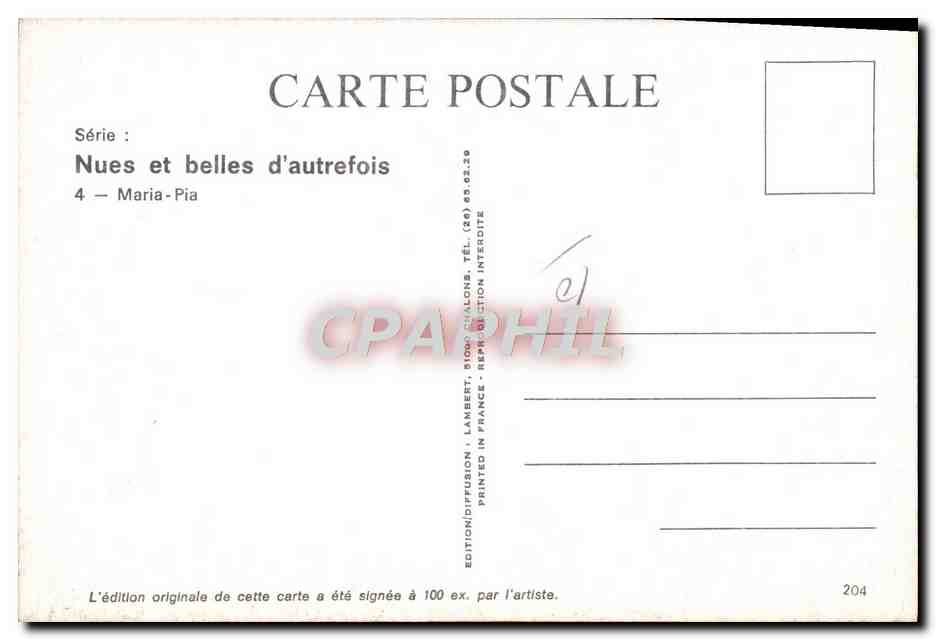 CPM Nu erotique Femme Nues et belles d'autrefois Maria Pia — Rückseite