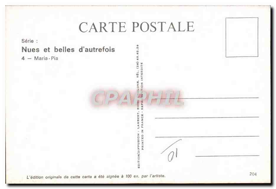 CPM Nu erotique Femme Nues et belles d'autrefois Maria Pia — Rückseite