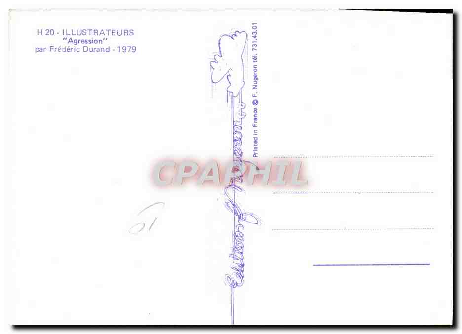 CPM Nu erotique Femme Illustrateur Agression Frederic Durand 1979 — Back
