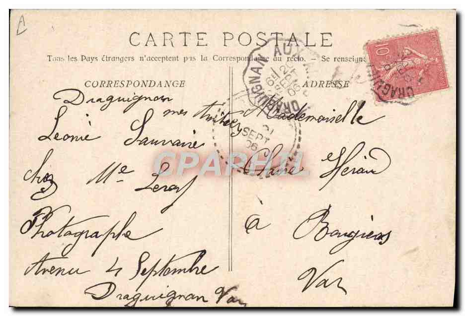 CPA Draguignan La Gendarmerie  — Verso